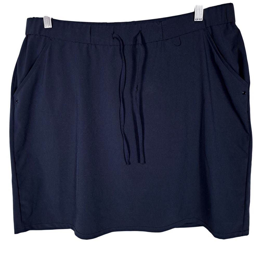 LEE Skort Womens‎ 14 Navy Blue Drawstring Athletic Golf Tennis Active Skirt